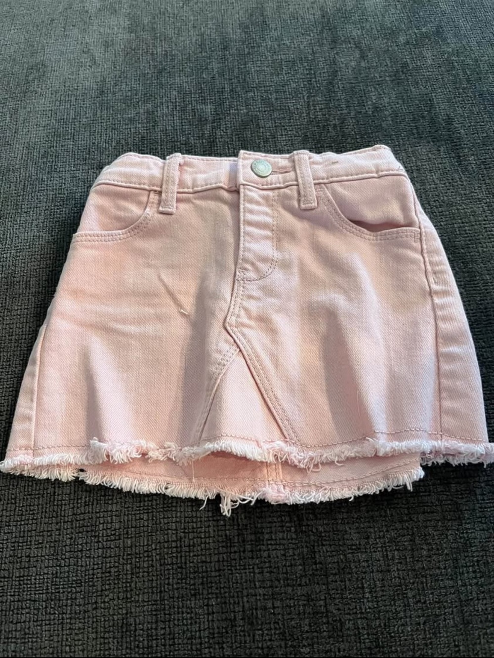 Girls' Light Pink Frayed Hem Denim Skirt